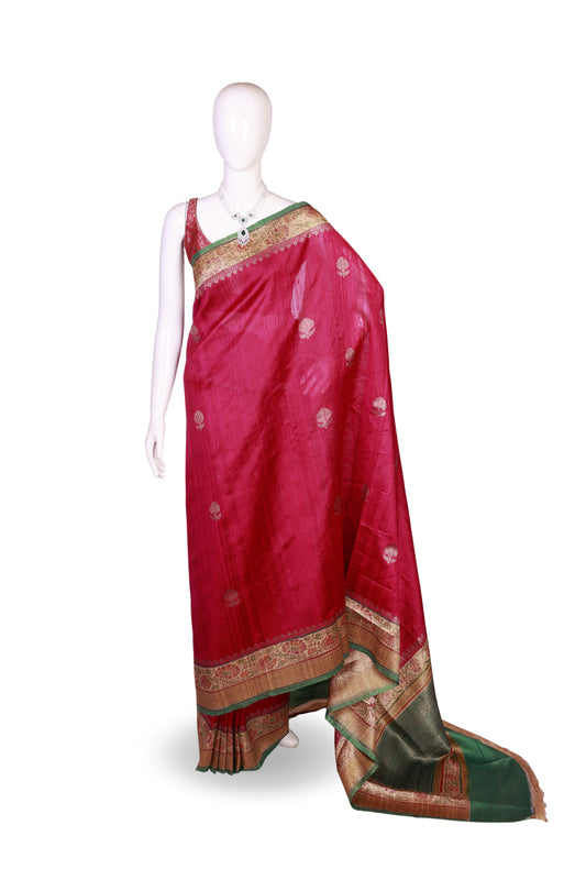 Handwoven Duppion silk designer saree