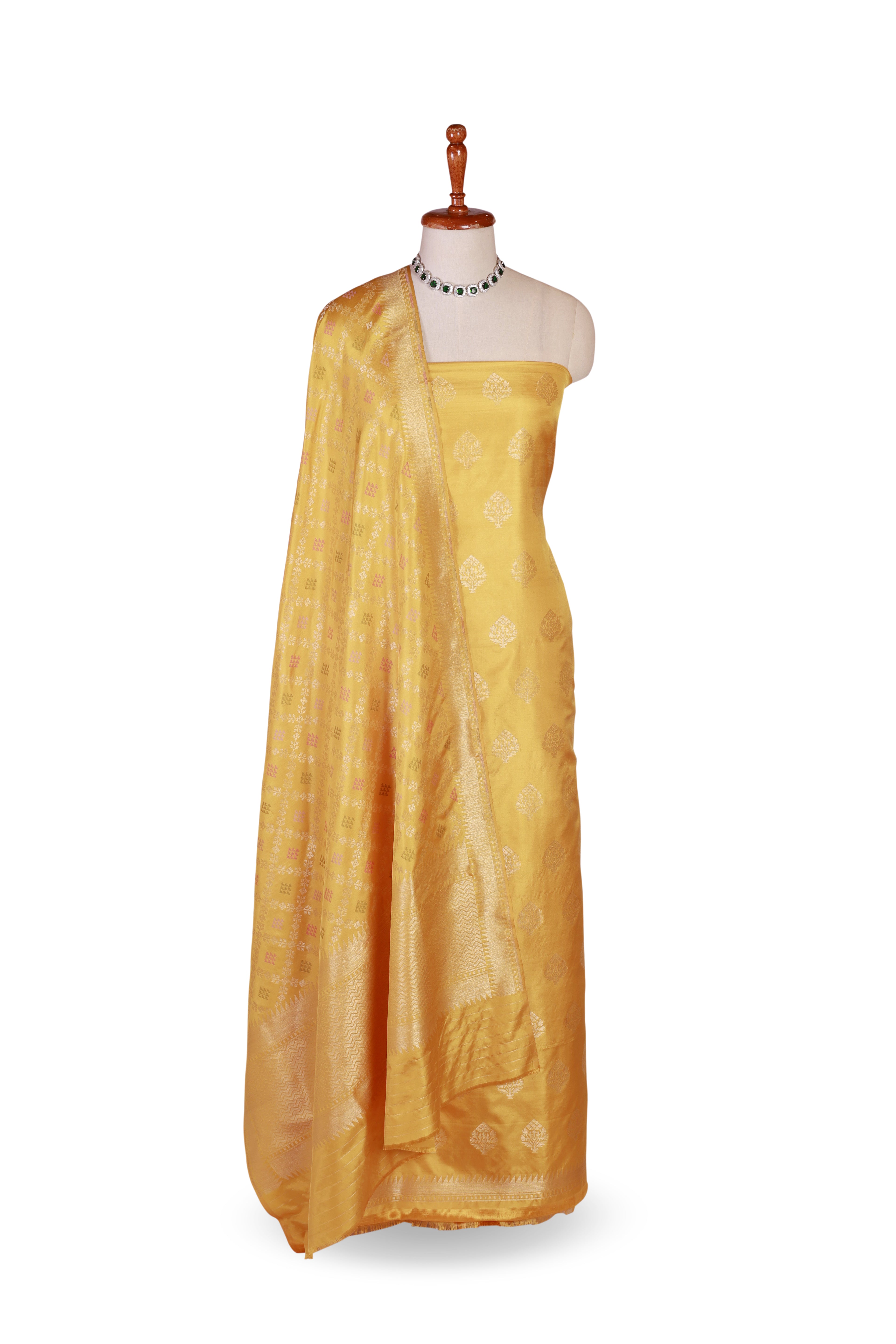 Golden Mustard Banarasi Silk Suit Set
