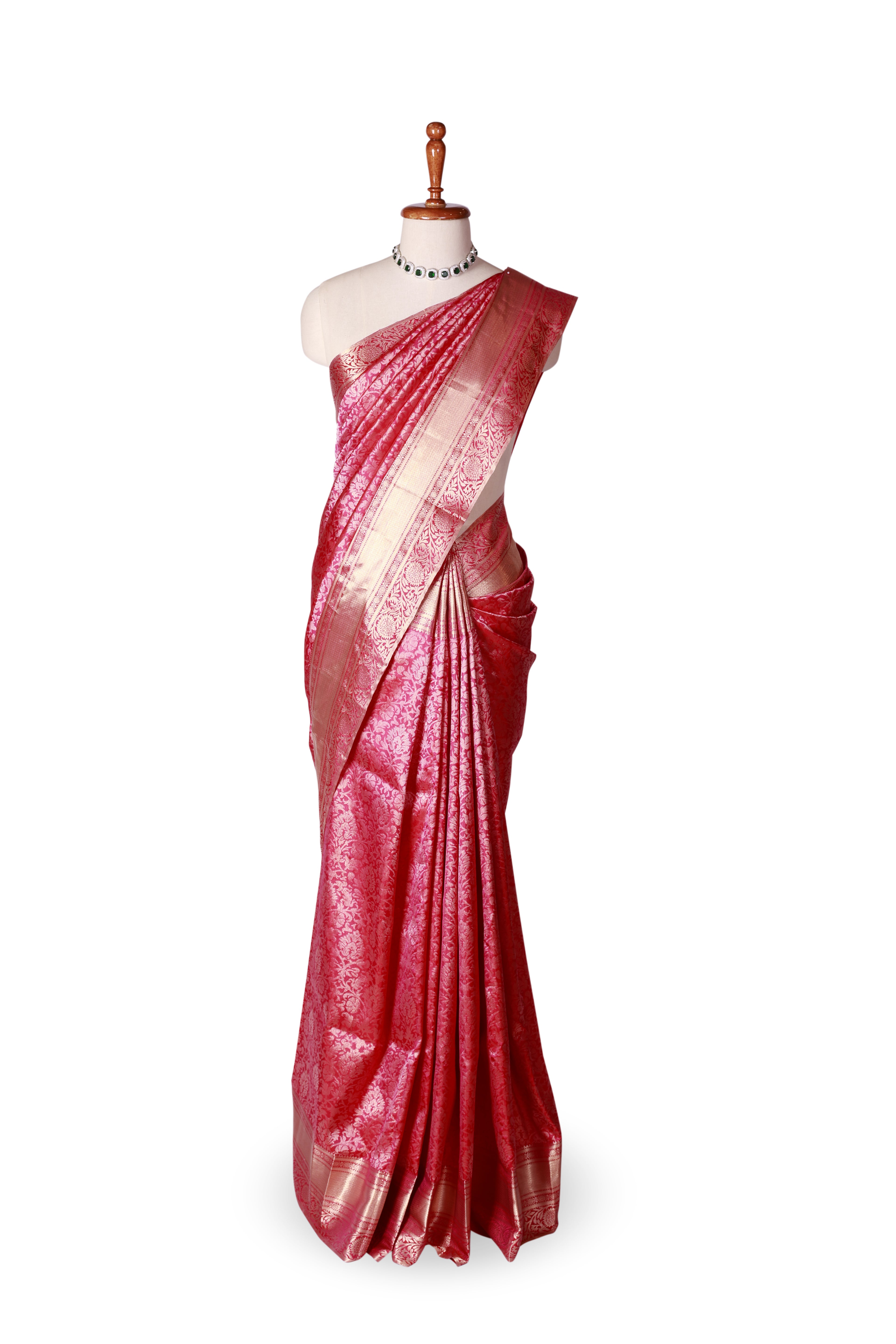 Regal Banarasi Silk Saree in Rose Pink and Gold