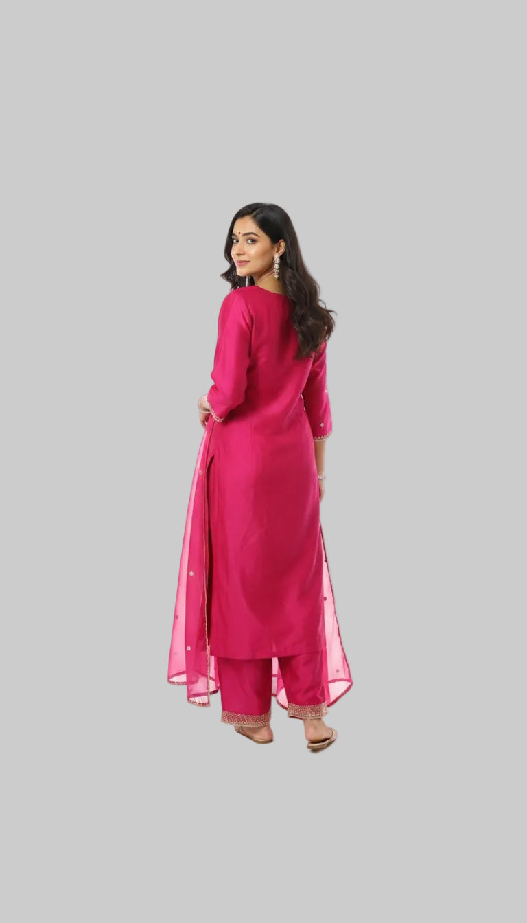 Radiant and Graceful Pink Kurta Set with Embroidered Detailing