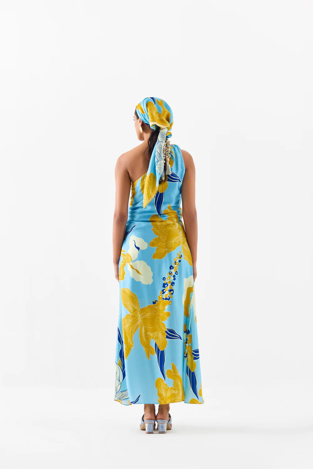 Studio Rigu White Rose One Shoulder Dress