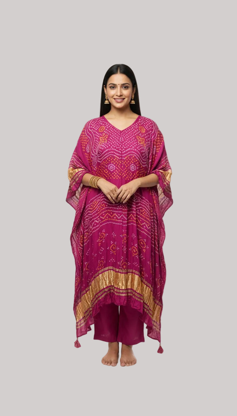 Magenta Bandhani Kaftan