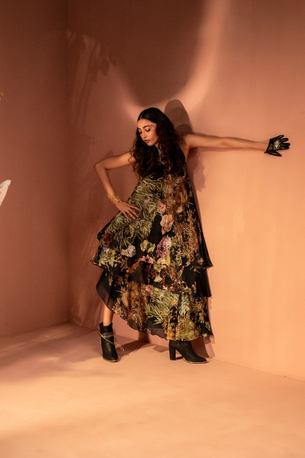 Flaunt Midnight Flora Layered Dress