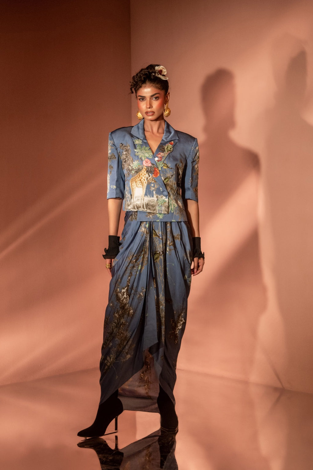Flaunt Azure Safari Draped Ensemble