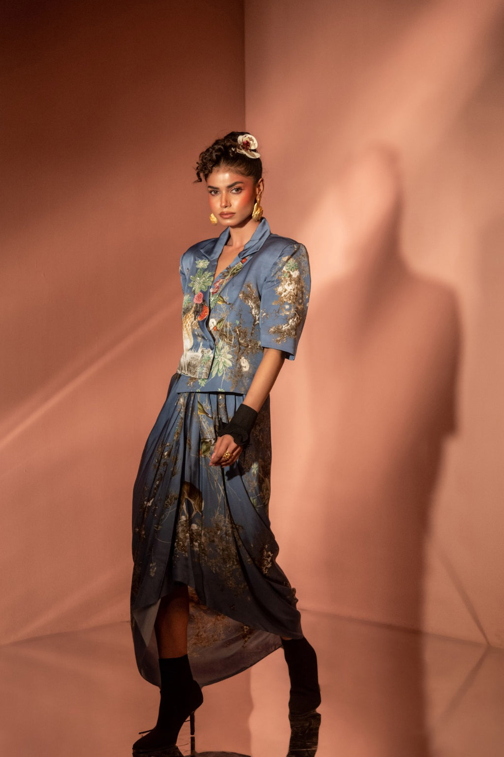 Flaunt Azure Safari Draped Ensemble