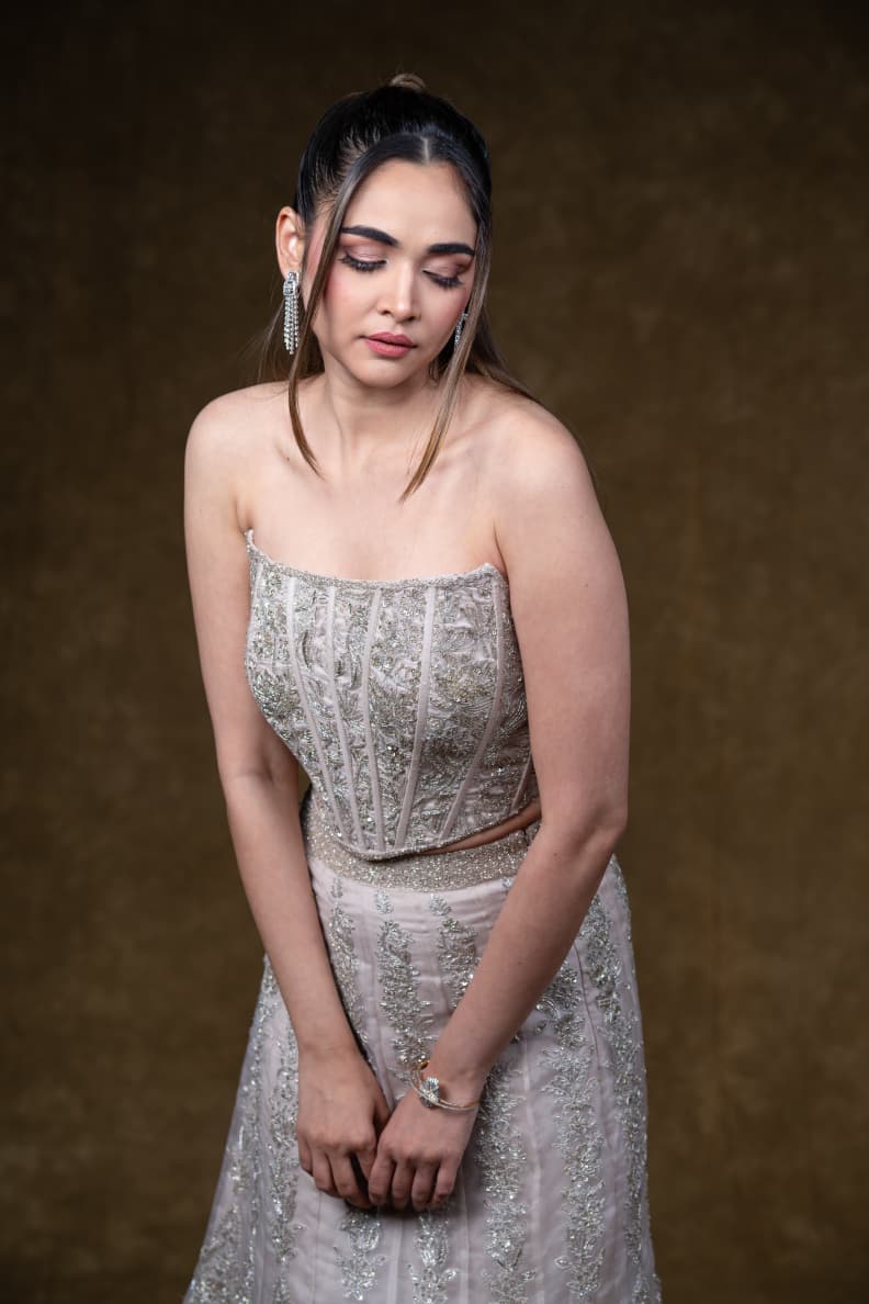 Just like that : Silver Embroidered Corset Lehenga Set