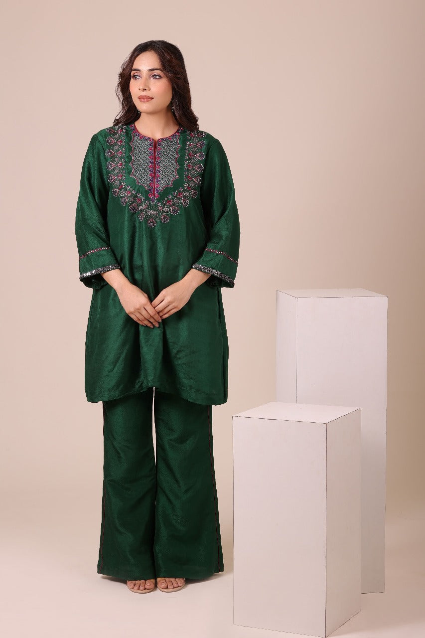 Emerald Green Embroidered Co-ord Set