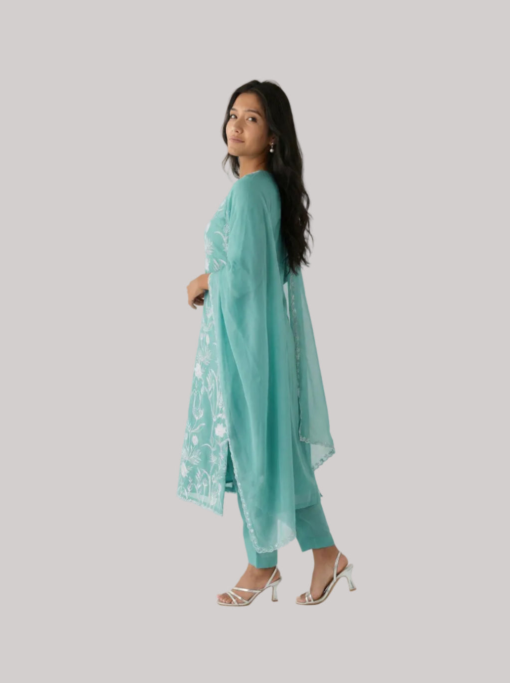 Seafoam Green silk Organza Suit Set