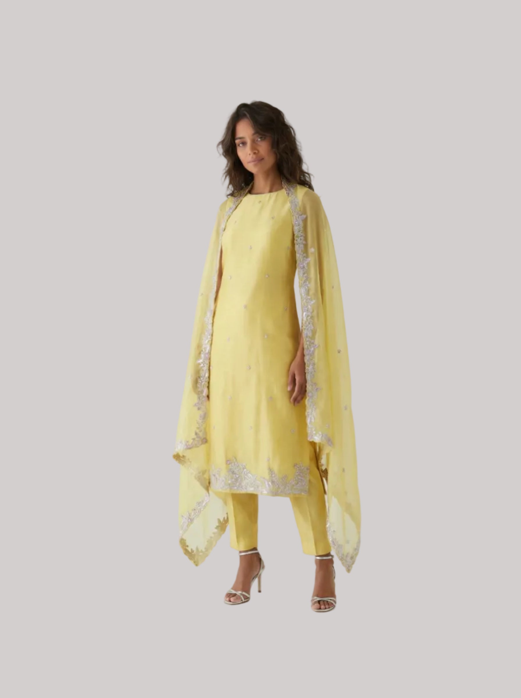 Yellow Organza Suit Set