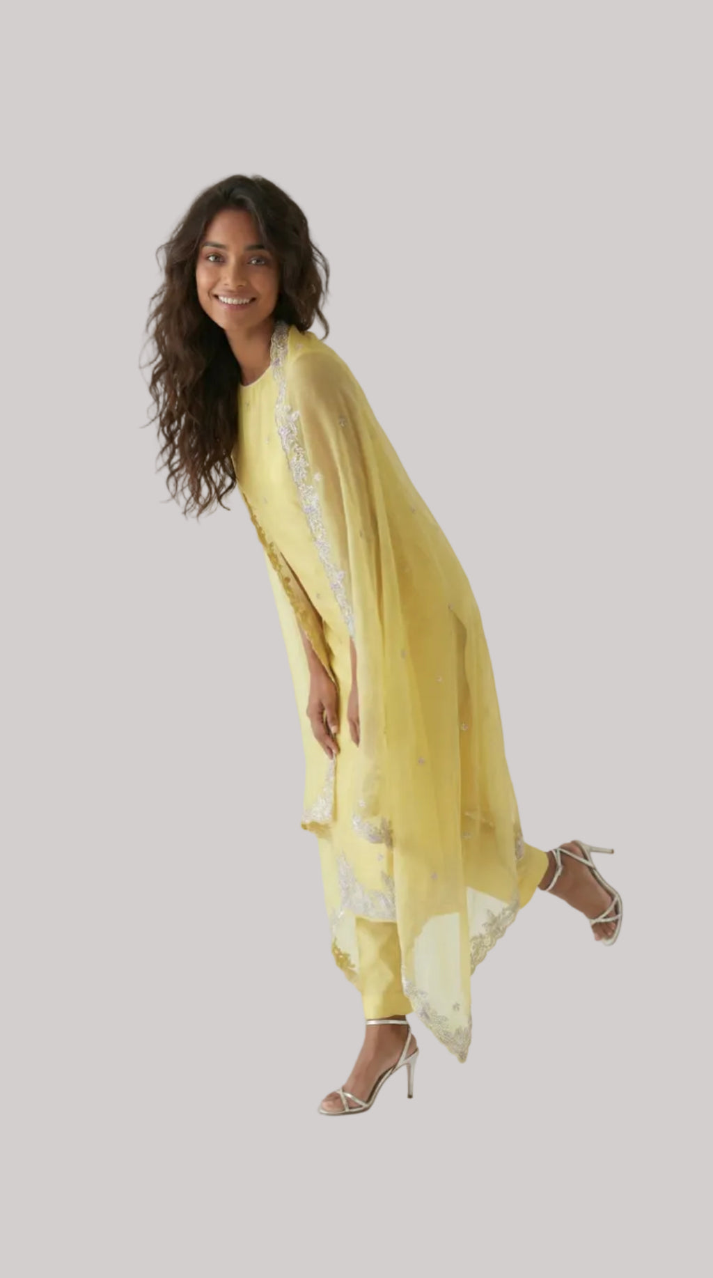 Yellow Organza Suit Set