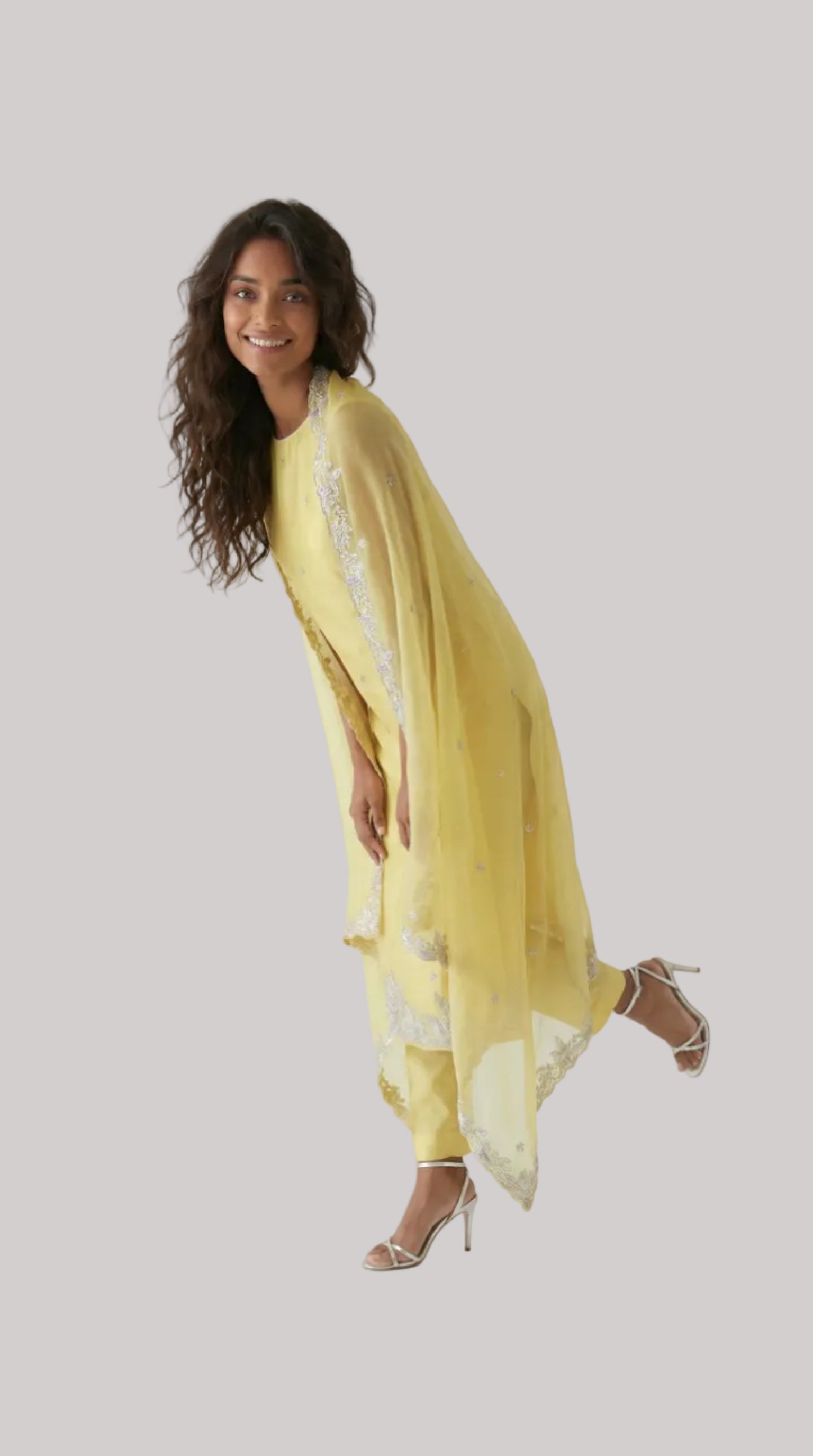 Yellow Organza Suit Set