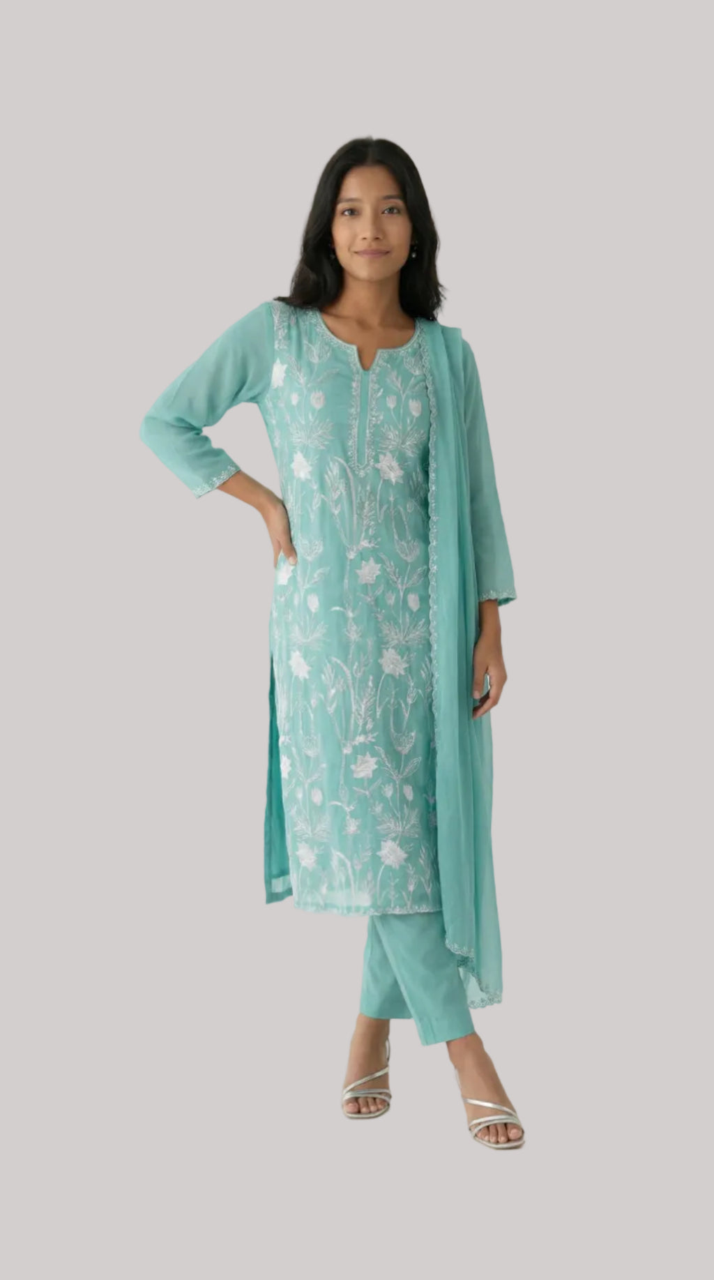 Seafoam Green silk Organza Suit Set