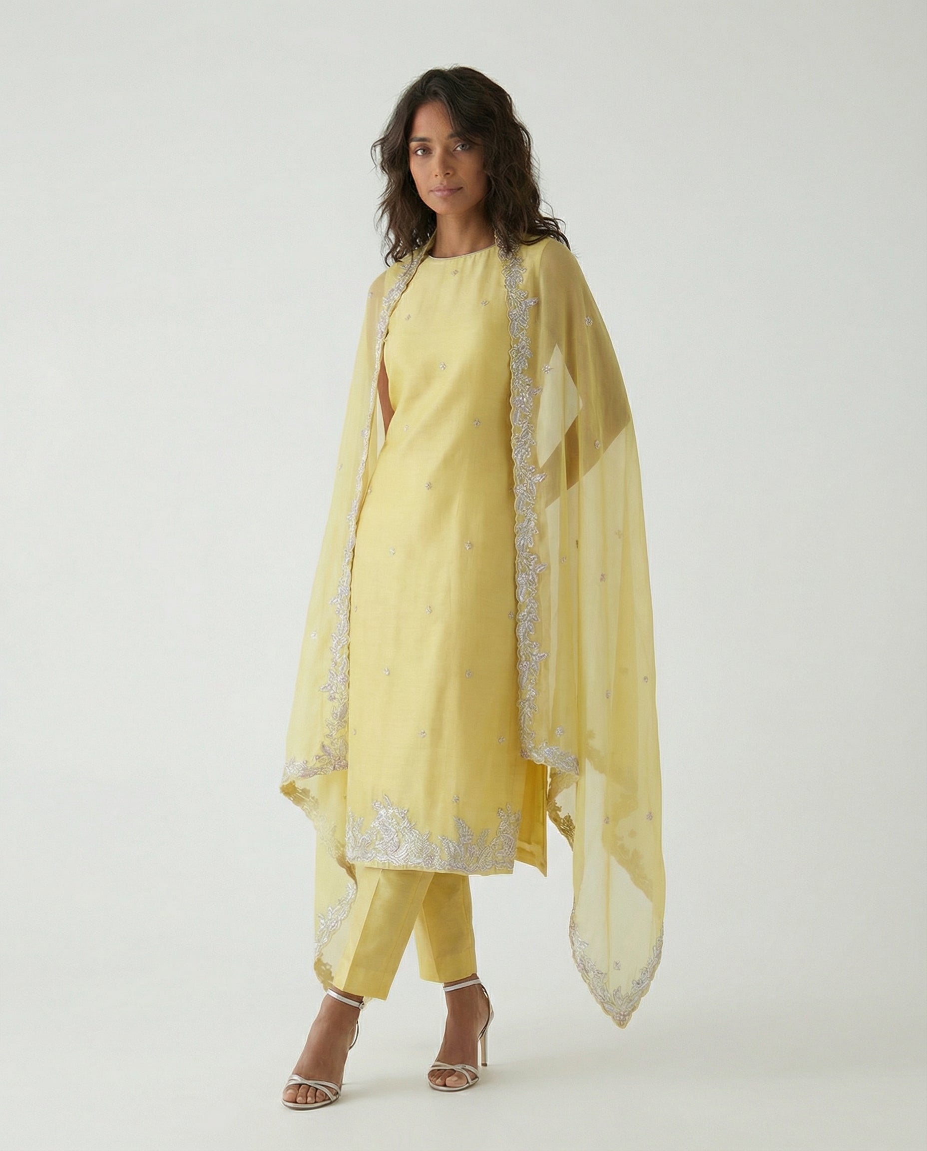 Yellow Organza Suit Set