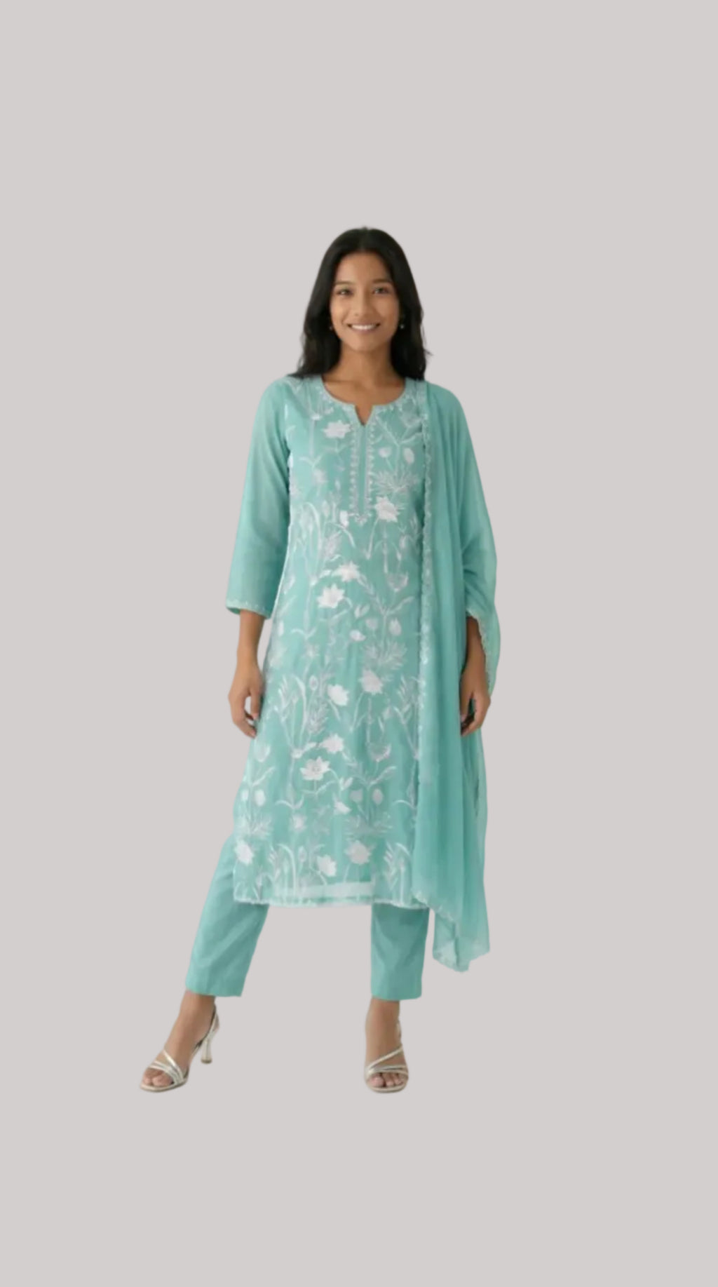 Seafoam Green silk Organza Suit Set
